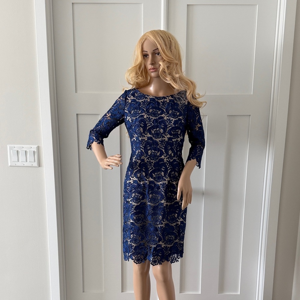 Eliza J Royal Blue Lace Long Sleeve Dress